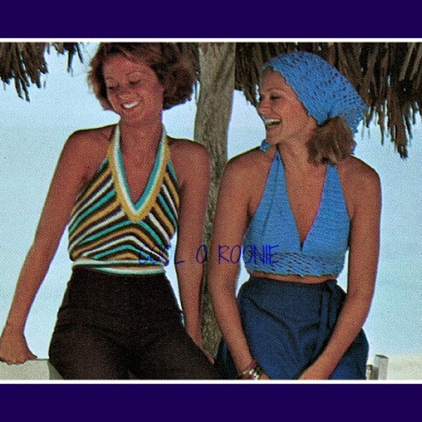 PDF Crochet Pattern Women's Beach Halter Tops Crochet Patterns  Summer Beach Wear DIY Crochet