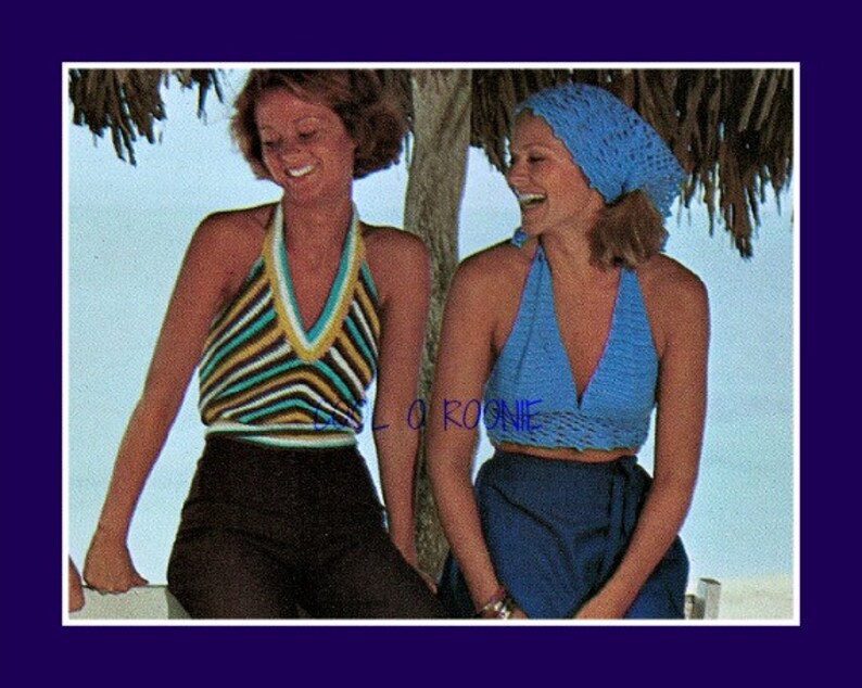 PDF Crochet Pattern Women's Beach Halter Tops Crochet Patterns  Summer Beach Wear DIY Crochet 