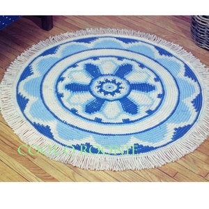 Crochet Rug Pattern - Shabby Chic Rug Crochet - Crochet Houseware - Doily Style -  36 Inch Round Rug PDF Crochet Pattern