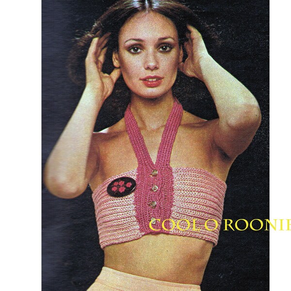 Women's Halter Top Knitting Pattern - Tube Top Knitting - Vintage 70's Tops - PDF Knitting Pattern