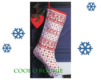 Vintage Cross Stitch Pattern  Christmas Stocking X Stitch Pattern - Farmhouse Xmas Stocking PDF Cross Stitch Pattern Printable Download