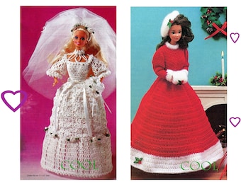 CROCHET Pattern Fashion Doll Wedding Dresses Pattern Vintage Barbie Gowns  Crochet Pattern PDF Thread Crochet Pattern