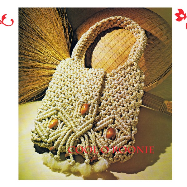 Bohemian Handbag Macrame Pattern - Womens Purse Pattern - Vintage 1970's PDF Macrame Pattern