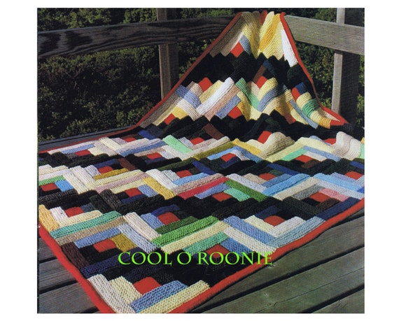 Afghan Knitting Pattern Vintage Log Cabin Blanket Throw Etsy