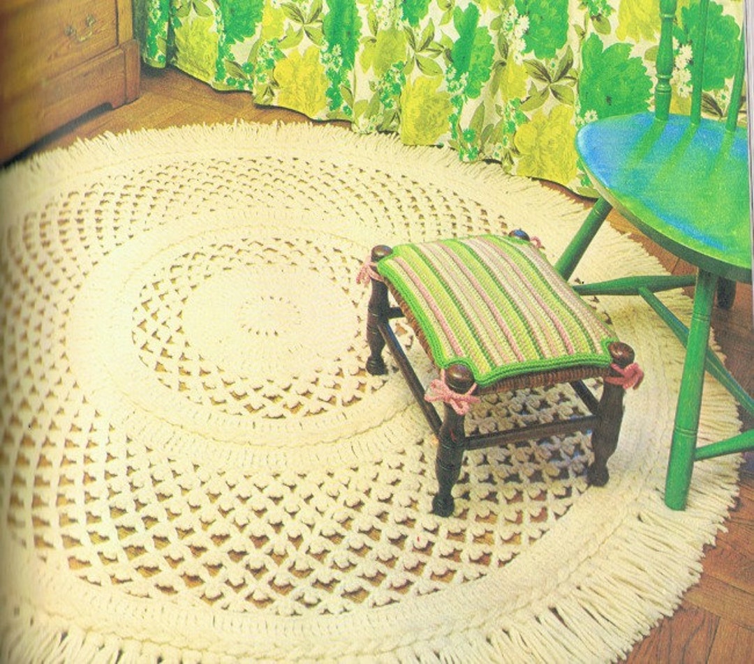 Crochet Doily Rug Pattern Round Rug Crochet Shabby Chic Rug Pattern PDF Crochet Pattern Instant
