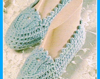 PDF Slipper Pattern -Vintage Crochet Pattern - Womens Slipper Pattern - PDF Crochet Pattern Instant Download