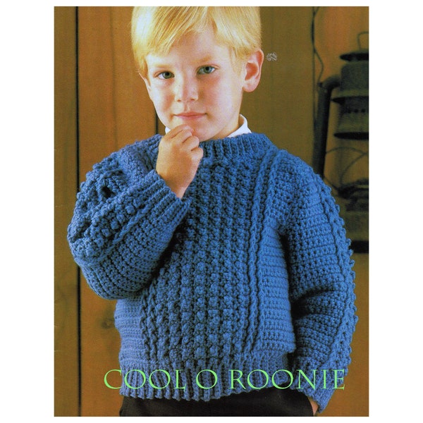 Boys Crochet Sweater Pattern -Crochet Child/Boys Sweater with long sleeves PDF Crochet Pattern Instant Download