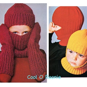 Knitting Pattern Childs Helmet & Mittens Childs Balaclava Knitting Winter PDF Knitting Pattern