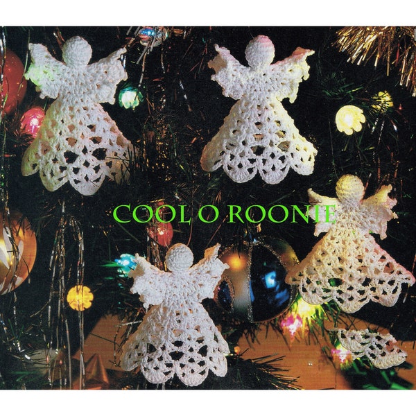 Modèle au crochet Anges de Noël - Crochet d'ornement d'arbre - Modèle de crochet PDF à téléchargement immédiat