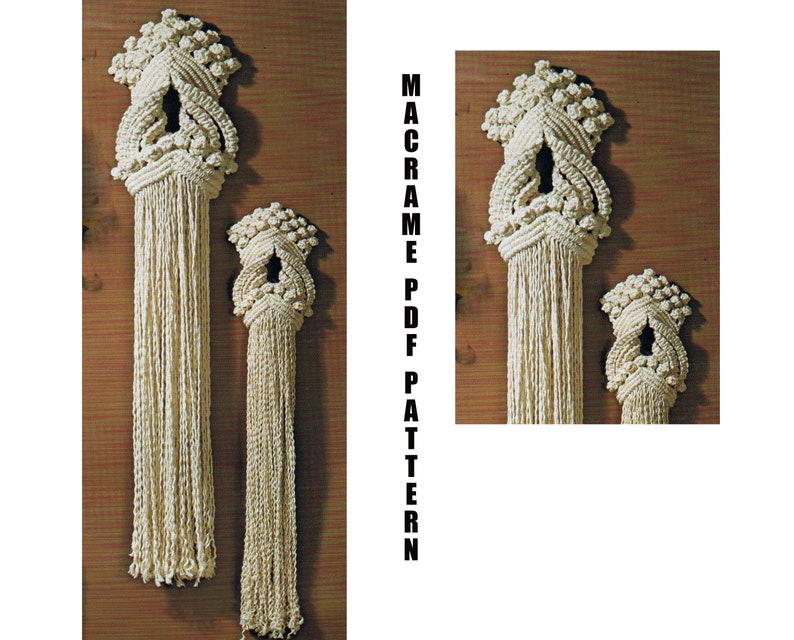 Boho Macrame Wall Hanging Pattern 1970's Home Decor PDF Macrame Pattern image 1