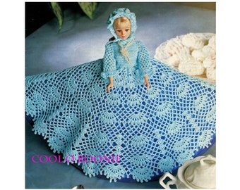 Fashion Doll CROCHET Pattern,11 1/2" Teen Doll Dress Crochet Pattern, Vintage Thread Crochet Pattern, PDF Crochet Pattern