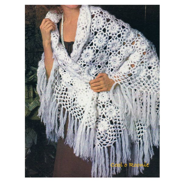 Crochet Pattern Shawl Women's Flower Shawl Ladies Wrap PDF Crochet Pattern Instant Download Digital Pattern