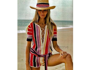 Crochet Pattern Womens Beach Tunic Beach Cover Up Crochet Summer Wear PDF Crochet Pattern Sizes 6-8-10-12-14-16