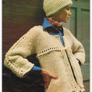 Jacket Knitting Pattern for Women's Box Jacket and Hat Vintage 70's PDF Knitting Pattern Instant Download