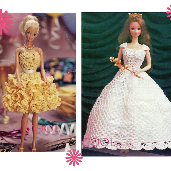PDF Crochet Pattern - Fashion Doll Crochet - Teen Doll 11 1/2"  Dress Pattern - Doll Ball Gown - Printable Download Crochet Pattern PDF