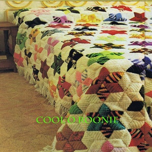Crochet Afghan Bedspread Star Quilt Pattern in Diamond Patchwork PDF Crochet Pattern Instant Download
