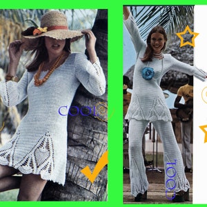 Womens CROCHET Pattern - Dress Crochet - Pant Suit Pattern - Boho Crochet Dress -  PDF Crochet Pattern