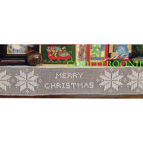 Merry Christmas Lace Crochet Pattern - Mantel Banner - Hanger PDF Crochet Pattern Digital Instant Download