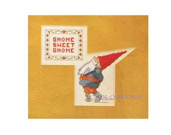 Gnome Sweet Home Cross Stitch Pattern - Vintage 70's Gnome Cross Stitch PDF Pattern Instant Download