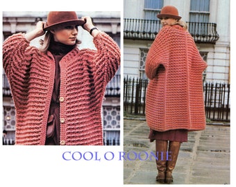 Sweater Coat Crochet Pattern Women's Vintage Hooded - Etsy