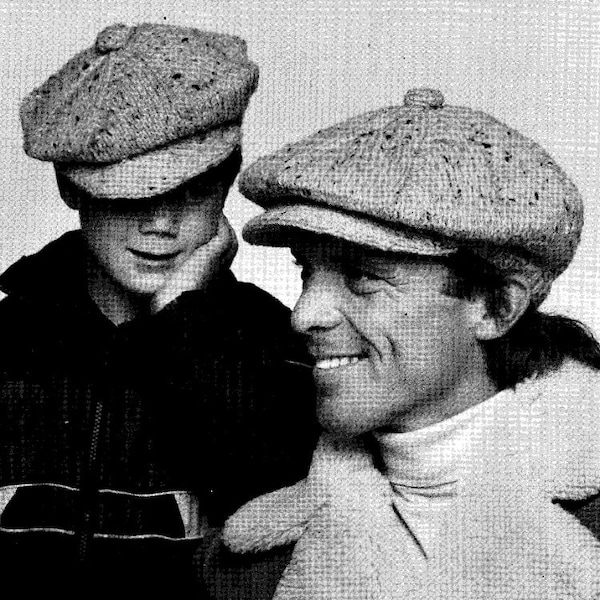 Vintage Men's & Boys Peaked Cap - Hat Knitting Pattern Driving Cap - Womens Newsboy Cap PDF Digital Knitting Pattern