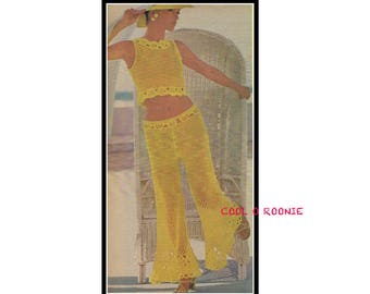 Vintage 70's Crochet Pattern  Women's Pant Set Boho Crochet Summer Beach Wear - PDF Digital Crochet Pattern Instant Download