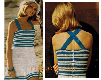 Crochet Dress Pattern Women's Vintage 70's Summer Dress Crochet Pattern Beach Dress PDF Crochet Pattern Instant Download