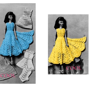 CROCHET Pattern, Fashion Doll Crochet Pattern, 11 1/2" Teen Doll Dress Crochet Patterns,  Lacy Thread Crochet,PDF Crochet Pattern