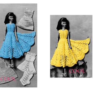 CROCHET Pattern, Fashion Doll Crochet Pattern, 11 1/2" Teen Doll Dress Crochet Patterns,  Lacy Thread Crochet,PDF Crochet Pattern