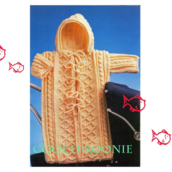 Crochet Pattern Baby Bunting - Fisherman Crochet - Baby Boy Girl Hooded Sleep Bag - Printable Pattern - PDF Crochet Pattern