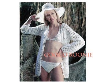 CROCHET Bikini Pattern, Womens Beach Cover Up, Crochet Pattern, Summer Crochet Vintage  PDF Crochet Pattern