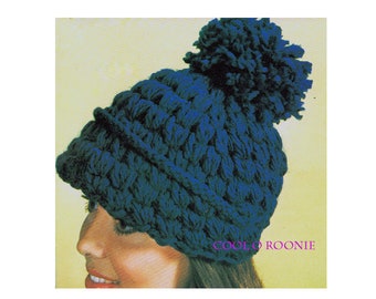 Womens Hat Crochet Pattern - Vintage 1970's Winter Hat Pattern - PDF Crochet Pattern Instant Download