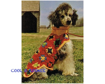 Dog Coat Crochet Pattern Vintage Dog Jacket Sweater Pattern Granny Square Poodle Coat Pattern - PDF Crochet Pattern Instant Download