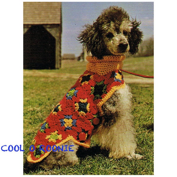 Dog Coat Crochet Pattern Vintage Dog Jacket Sweater Pattern Granny Square Poodle Coat Pattern - PDF Crochet Pattern Instant Download