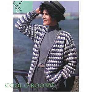 Crochet Pattern - Crochet Cardigan Pattern - Womens Vintage 80's - PDF Crochet Pattern - DIY Crochet