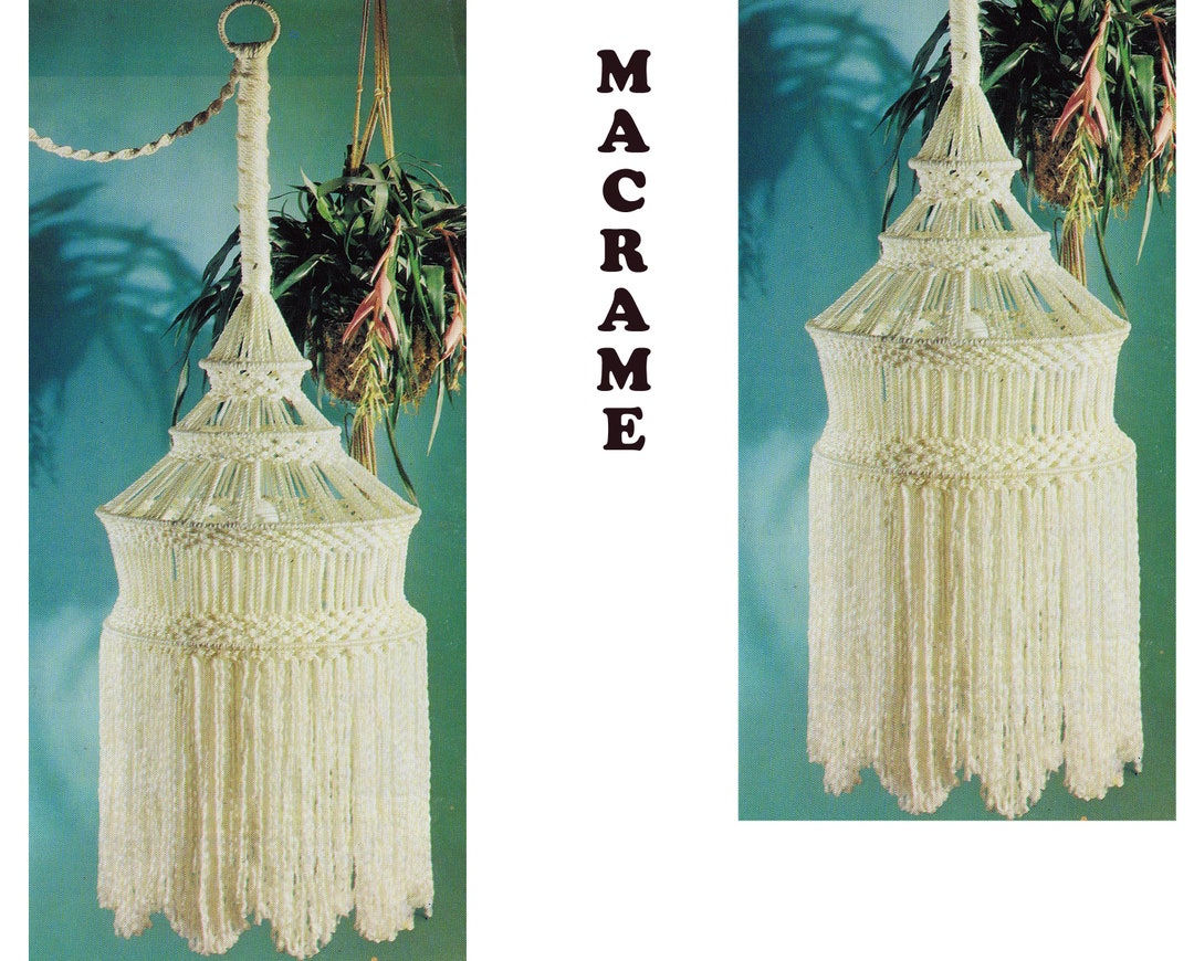 Macrame Hanging Lamp Macrame Pattern Home Decor Vintage Macrame