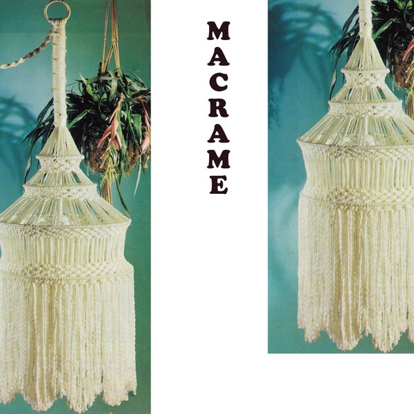 Macrame Hanging Lamp ~ Macrame Pattern ~ Home Decor ~ Vintage Macrame Chandelier PDF Macrame Pattern