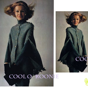 Crochet Cape Pattern - Vintage 70's Womens Button Cape - Poncho - PDF Crochet Pattern