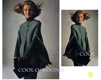 Crochet Cape Pattern - Vintage 70's Womens Button Cape - Poncho - PDF Crochet Pattern