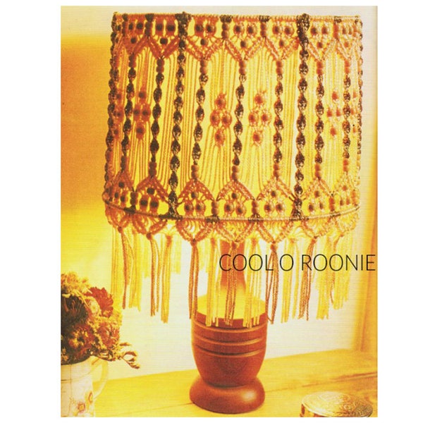 Macrame Lamp Shade Pattern Vintage 70s Home Decor PDF Macrame Pattern Instant Download