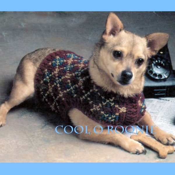 Dog Sweater Crochet Pattern - Argyle Sweater Dog Jumper Dog Clothes Winter Coat - PDF Crochet Pattern