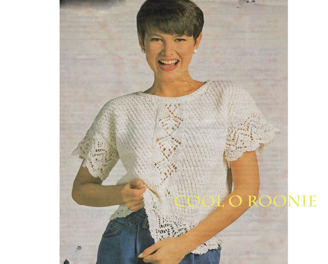 Vintage Knitting Pattern Womens Knit Top Short Sleeve Sweater | Etsy