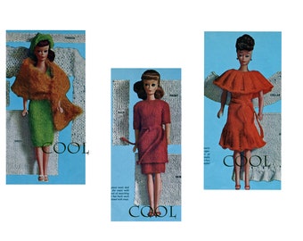 Knitting Pattern   Vintage 50's Knitting Pattern - Fashion Doll Dress - Hat - Blouse  11 1/2" Teen Doll PDF Knitting Pattern
