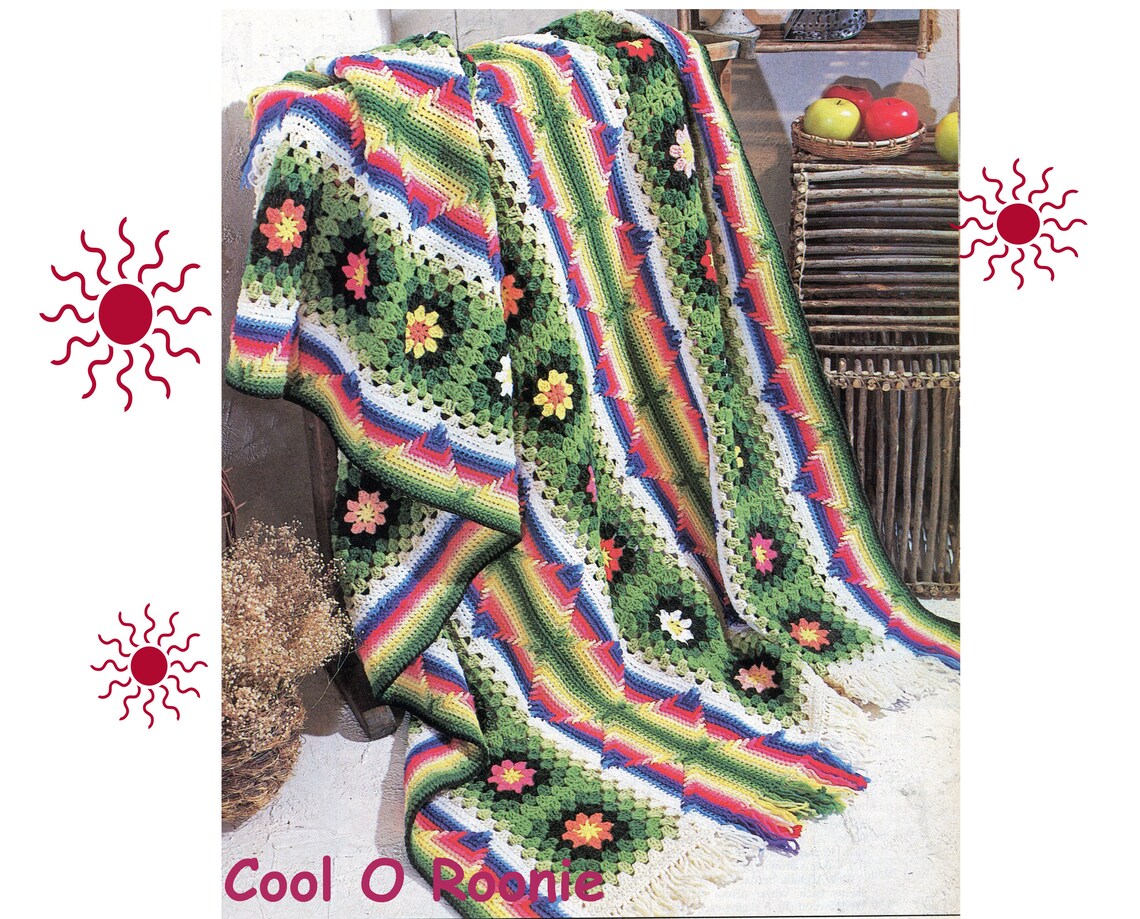 Mexican Blanket Afghan Crochet Pattern Mexican Saltillo Etsy