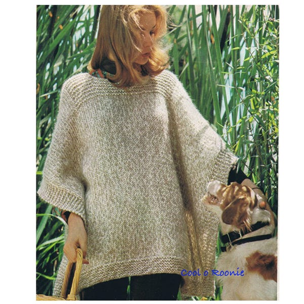 Poncho Knitting Pattern - Women's Sweater Knitting - Easy Knitting - One size fits All - PDF Knitting Pattern Instant Download