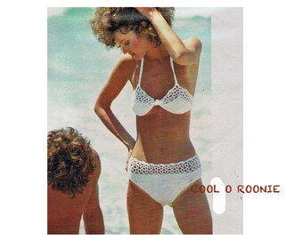PDF Crochet Pattern - Womens Crochet Bikini Pattern - Beach Wear - Vintage 70's PDF Crochet Pattern Instant Download
