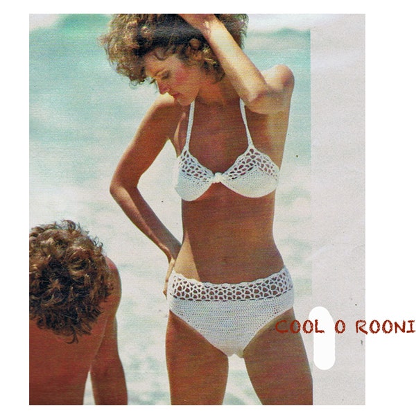 PDF Crochet Pattern - Womens Crochet Bikini Pattern - Beach Wear - Vintage 70's PDF Crochet Pattern Instant Download