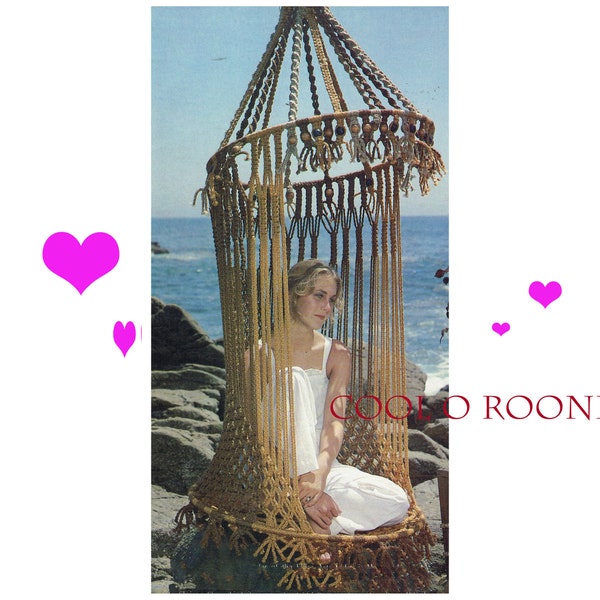 PDF Macrame Pattern Outdoor Swing Chair Pattern Vintage 70's Macrame PDF Macrame Pattern Digital Pattern