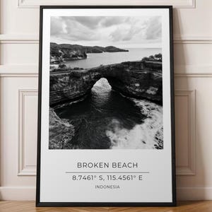 Broken Beach Travel Poster, Indonesia Wall Art for a Modern Home