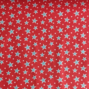 USA, Patriotic, Blue Stars Red Background, 100% Cotton Fabric